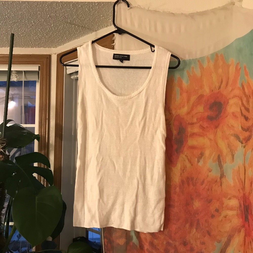 Jones New York Knitted White Tank Top